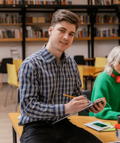 Student studying online at Young India Academy